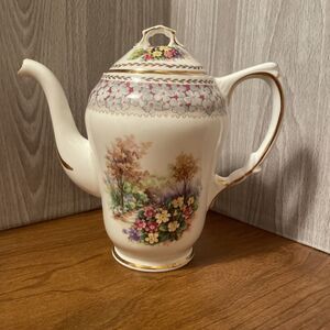 Vintage HM Sutherland England Woodland Dell Bone China Tea Pot And Lid Floral